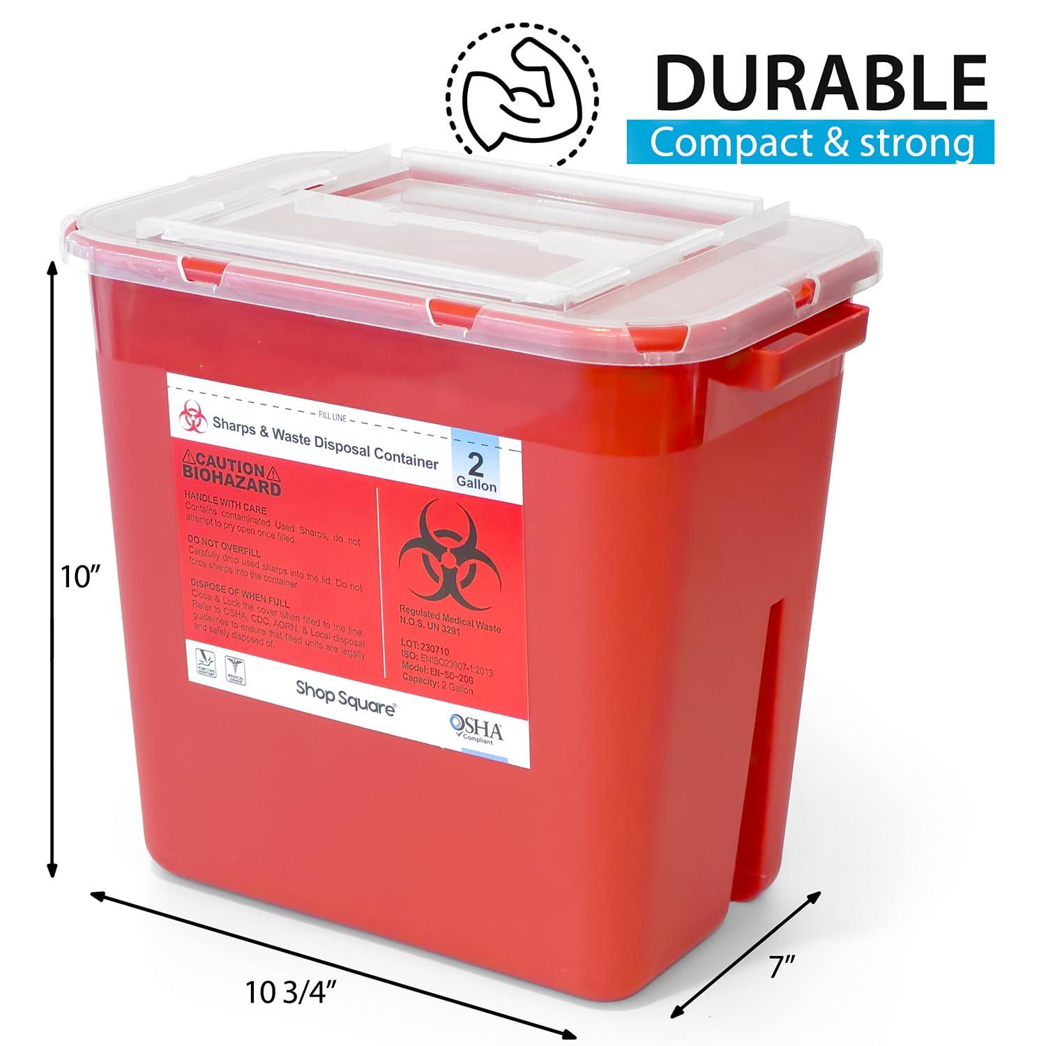 Sharps Containers for Home Use 2 Gallon (3-Pack) - Needle Disposal, Professional Grade Biohazard Containers