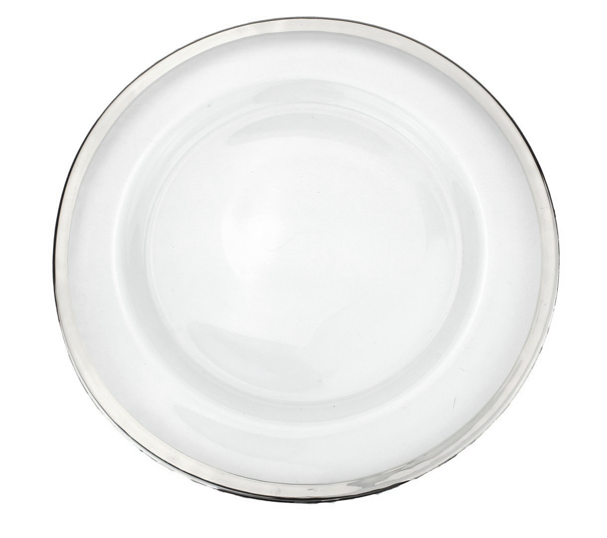 Clear Glass Charger 13 Inch Dinner Plate With Metallic Rim Set of 4