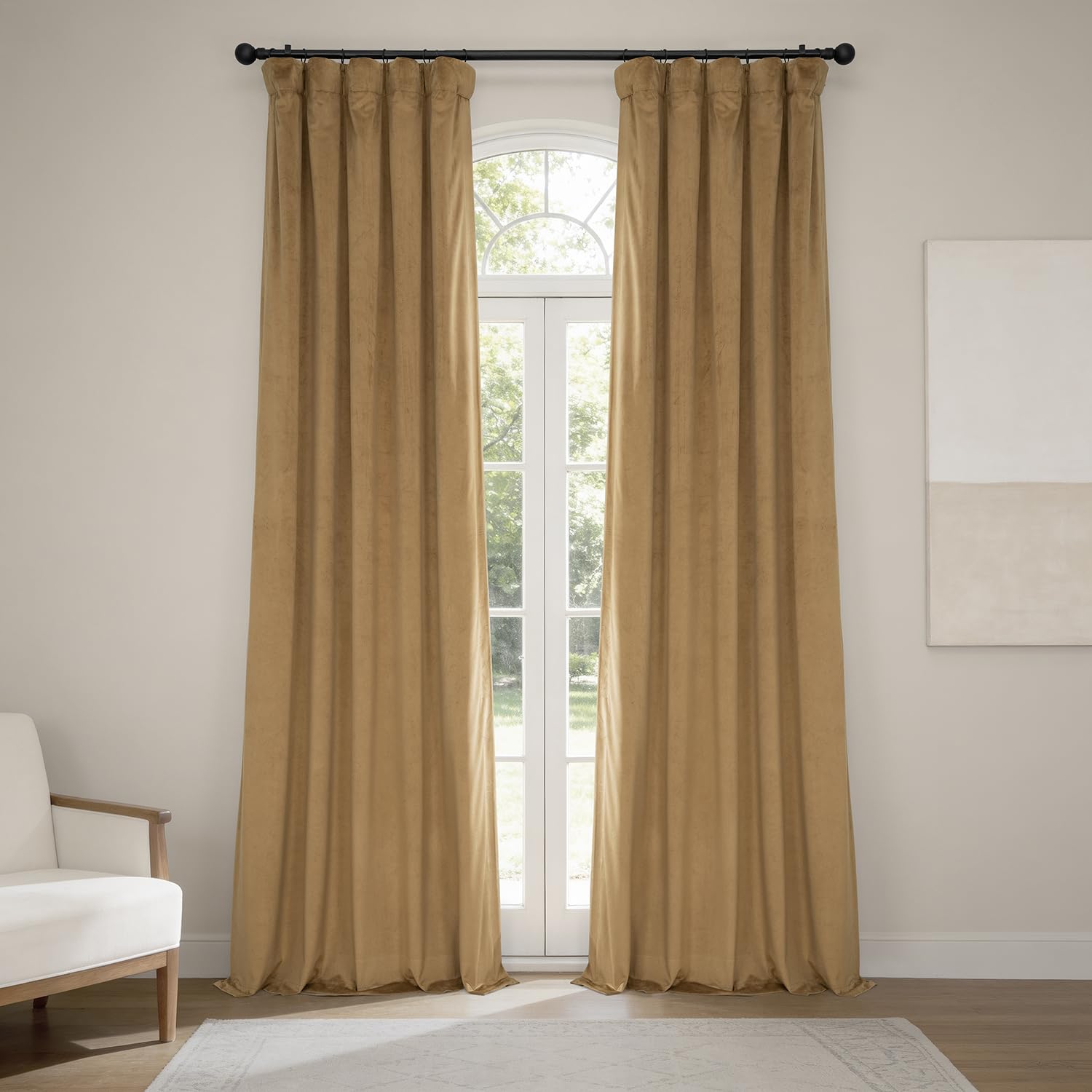 HPD Half Price Drapes Heritage Plush Velvet Curtains 96 Inches Long Room Darkening Curtains for Bedroom & Living Room 50W x 96L, (1 Panel), Spiced Rum — image 1