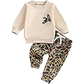 Fufuriprefer Toddler Baby Boy Fall Clothes Camo Outfit Animal Embroidery Long Sleeve Sweatshirt Camouflage Pant Set