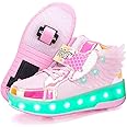 Qneic USB Rechargeable Roller Shoes Sneakers for Boys Girls Kids Gift LED Light Up Wheels Shoes Roller Skates