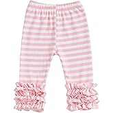 Aiwpstoin Toddler Baby Girl Striped Ruffle Leggings Pants for Little Girls