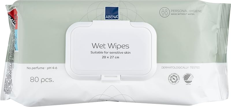 Abena Wet Wipes Pack 80 Heavy Duty Fragrance Free Dermatologically Tested