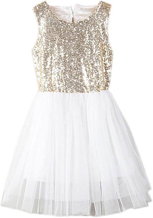 heart back sequin and tulle flower girl gown