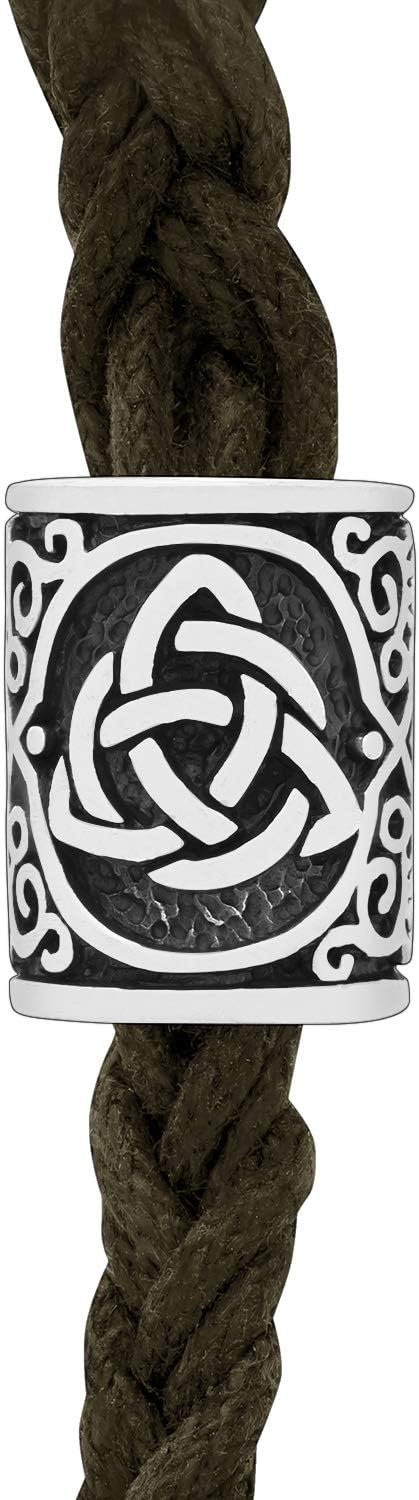 925 Sterling Silver Viking Beard Hair Bead Dreadlocks Celtic Triquetra Knotwork