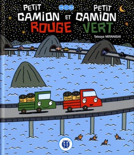 Petit camion rouge et petit camion vert