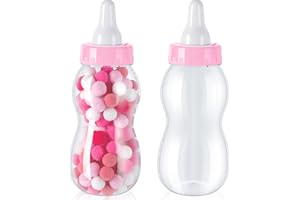 Tessco for you 2 Pcs Large Baby Milk Bottle Fillable Baby Shower 11 x 4 Inch Piggy Bank Plastic Container for Game and Gender Reveal Celebrations Party Favor Gift Decor (Pink)