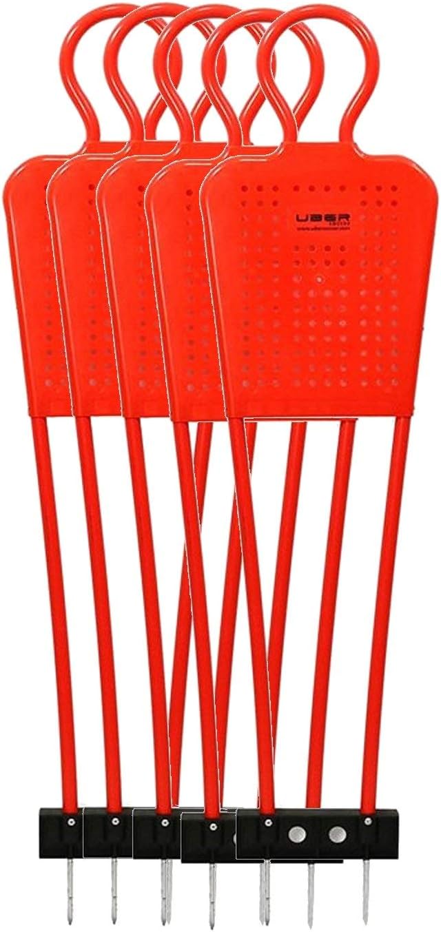Uber Soccer Free-Kick Training Mannequin Bundle with 5 Mannequins and 1 - Mannequin Bag - 4 Styles (Small, Medium, Large, and Large Spring-Loaded) - Red - PVC