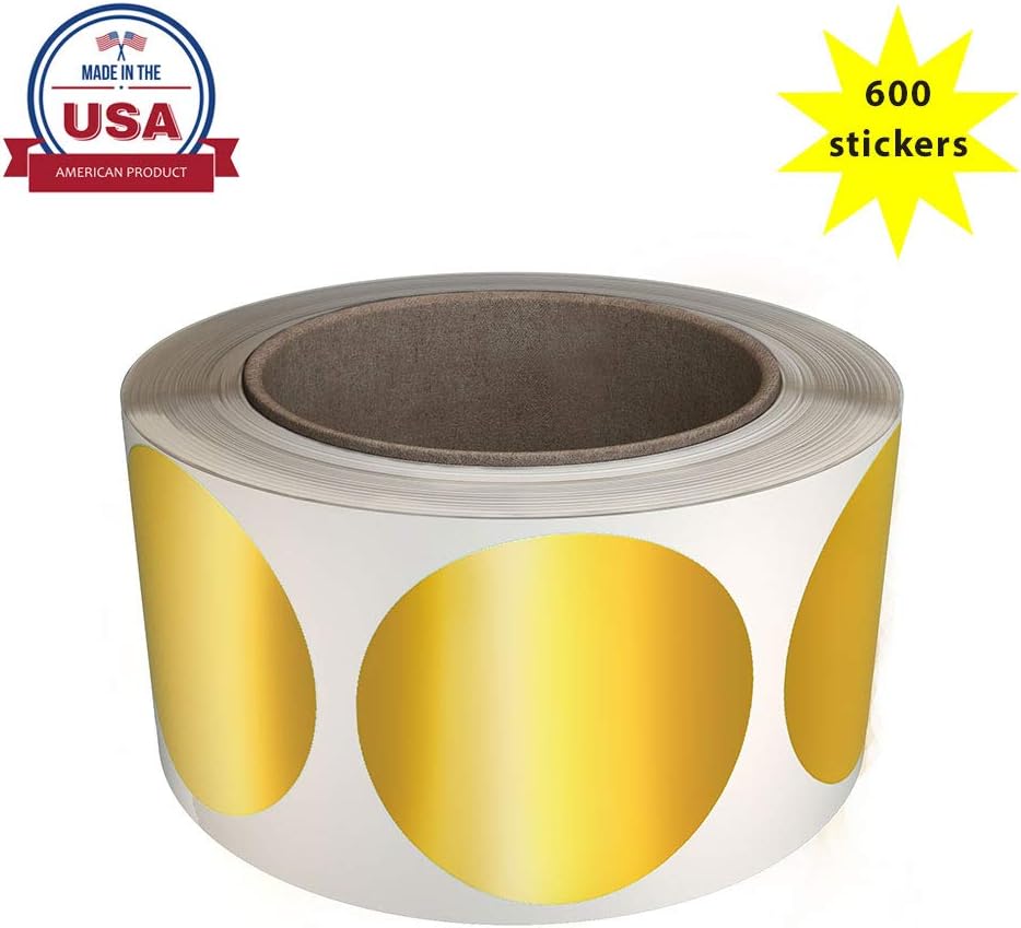 Royal Green Gold Coloured Labels 50MM (5CM) Metallic Round Dot Roll 600 Pack - Image 3