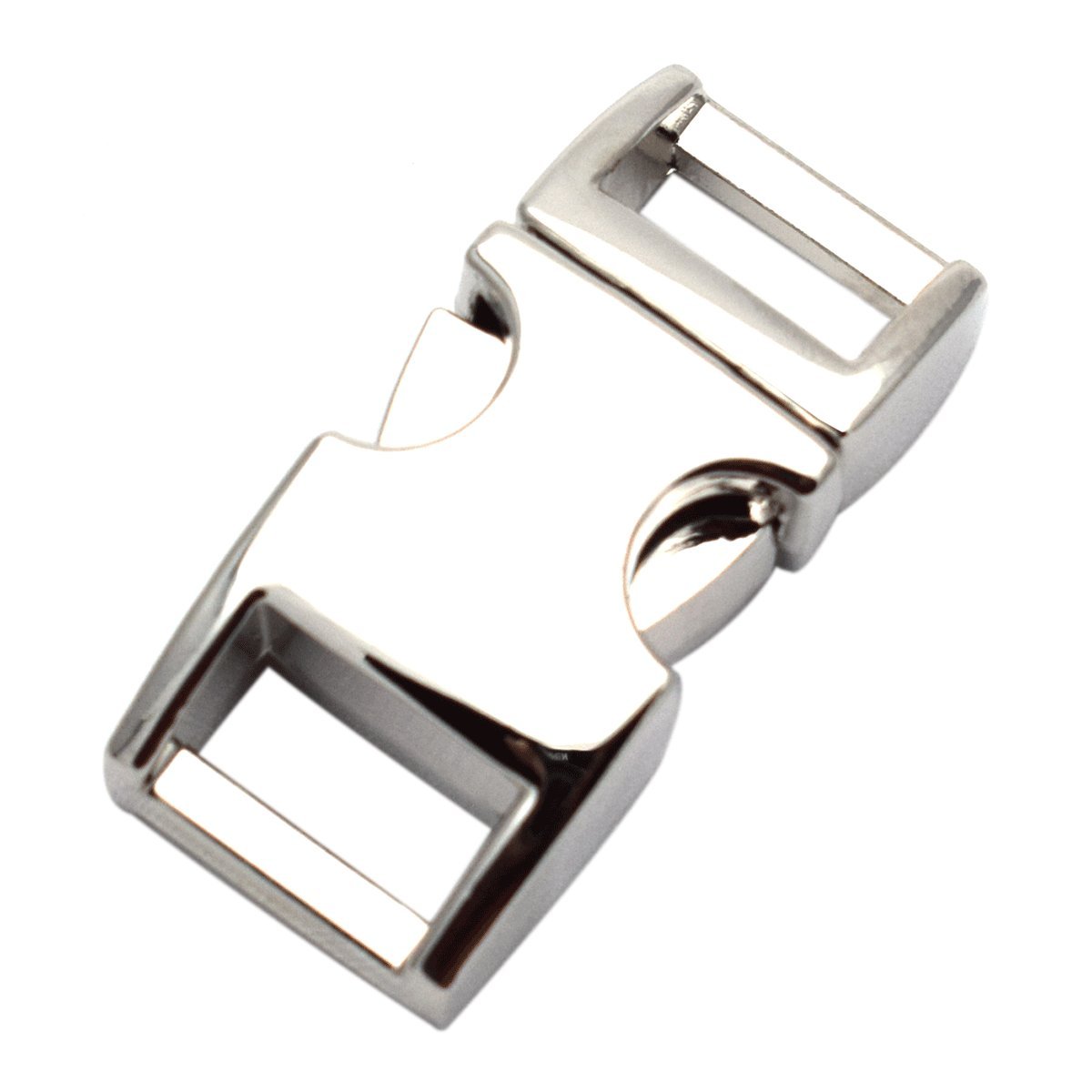 KEEJEA Silver 10mm Clips 3/8" Contoured Metal Side Release Buckles for Paracord Bracelets Pack of 5