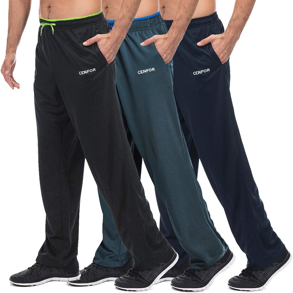 CENFOR Men's Sweatpants with Pockets Open Bottom Workout Pants, for Athletic, Jogging, Training, Casual at  Men’s Clothing store