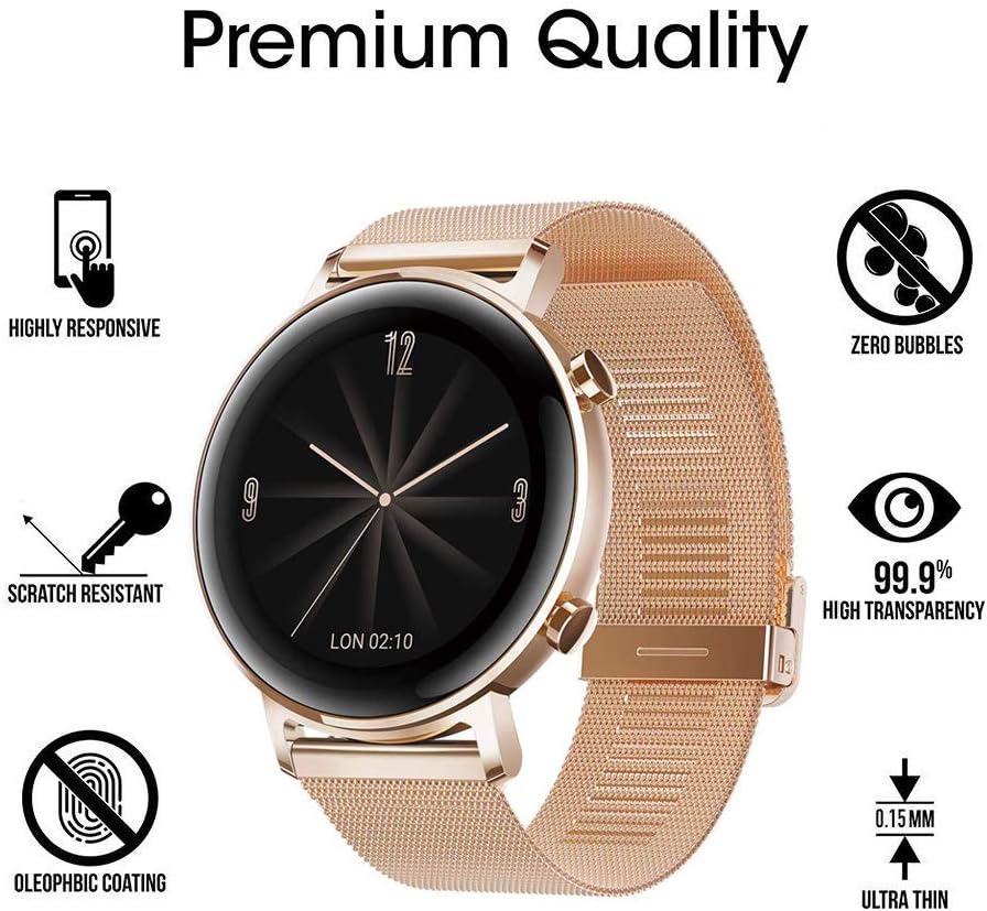 Youniker 6 Pack for Huawei Watch GT2 42mm Screen Protector Film for Huawei Watch GT 2 42mm Smartwatch Screen Protectors Foils Screen Cover Crystal Clear HD Anti-Scratch Anti-Fingerprint - Image 3