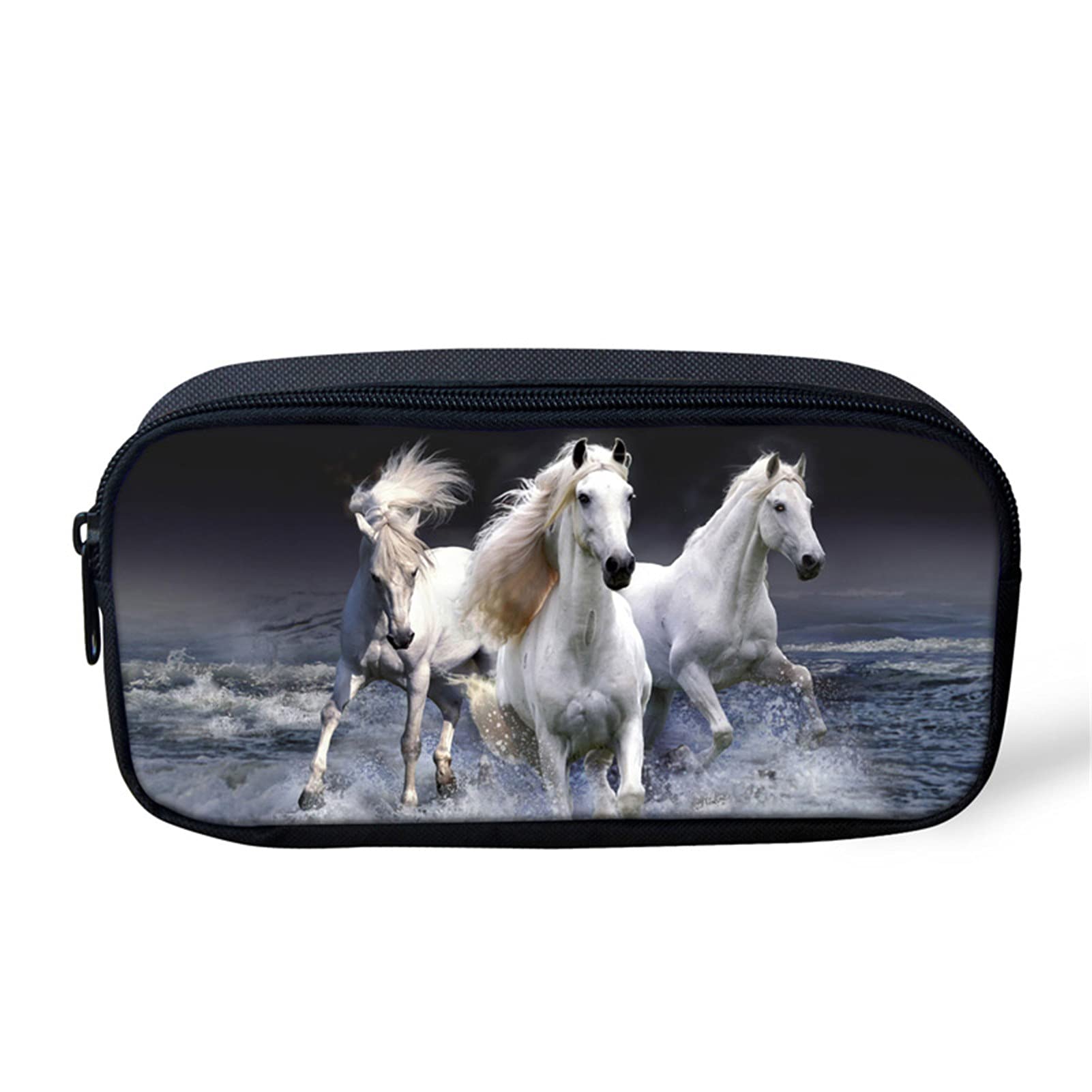 Horse Gifts Pencil Case for Kids Boys Girls Classic Kindergarten Pencil Erasers Storage Bag Animal Print by Showudesigns