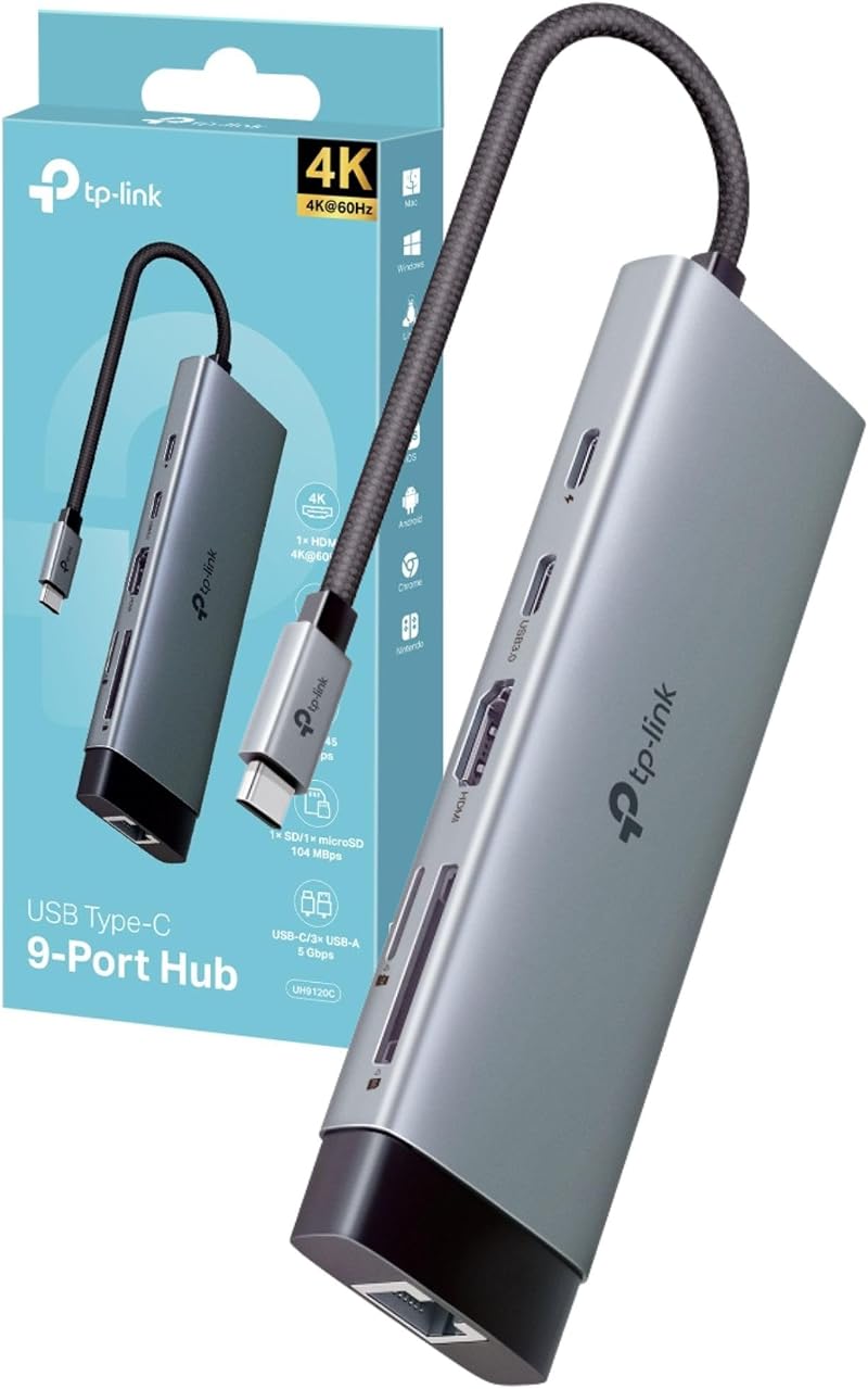 TP-Link UH9120C 9 in 1 USB C Hub 4K HDMI 100W PD 4K60Hz SD MicroSD Gigabit
