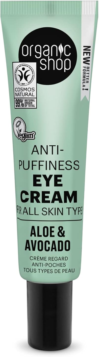 Organic Shop Avocado Aloe Eye Cream 30ml Anti-Puffiness Refreshing Tired Eyes