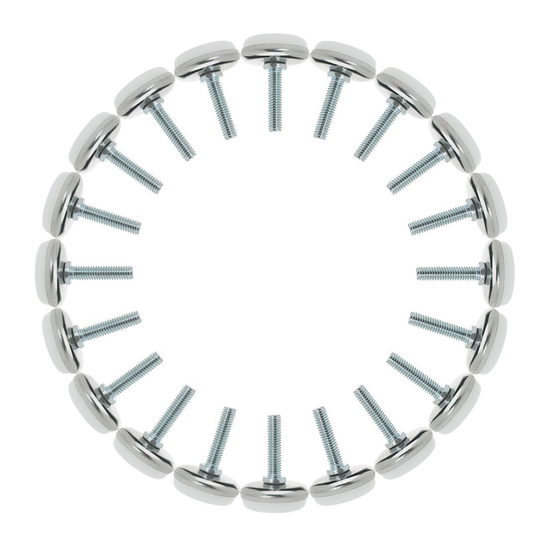 sourcingmap M6 x 25 x 30mm Screw on Furniture Glide Leveling Feet Adjustable Leveler Pad for Chair Industrial Machine Desk Leg 20pcs