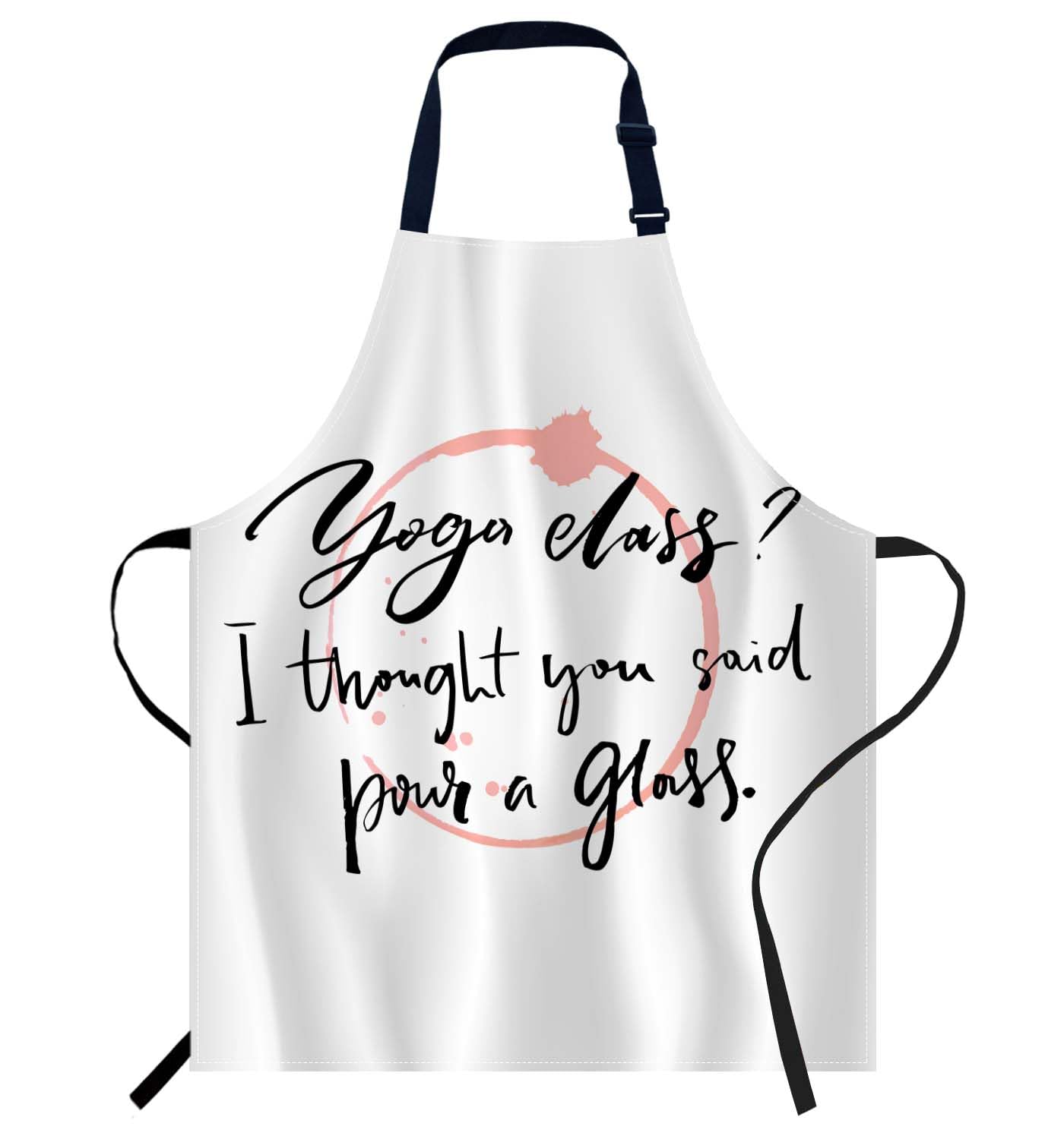 Smooffly Yoga Class? I Thought You Said Pour a Glass - Fun Saying Chef's Apron for Cooking, Baking, BBQ & Catering - Kitchen Bib for Men and Women