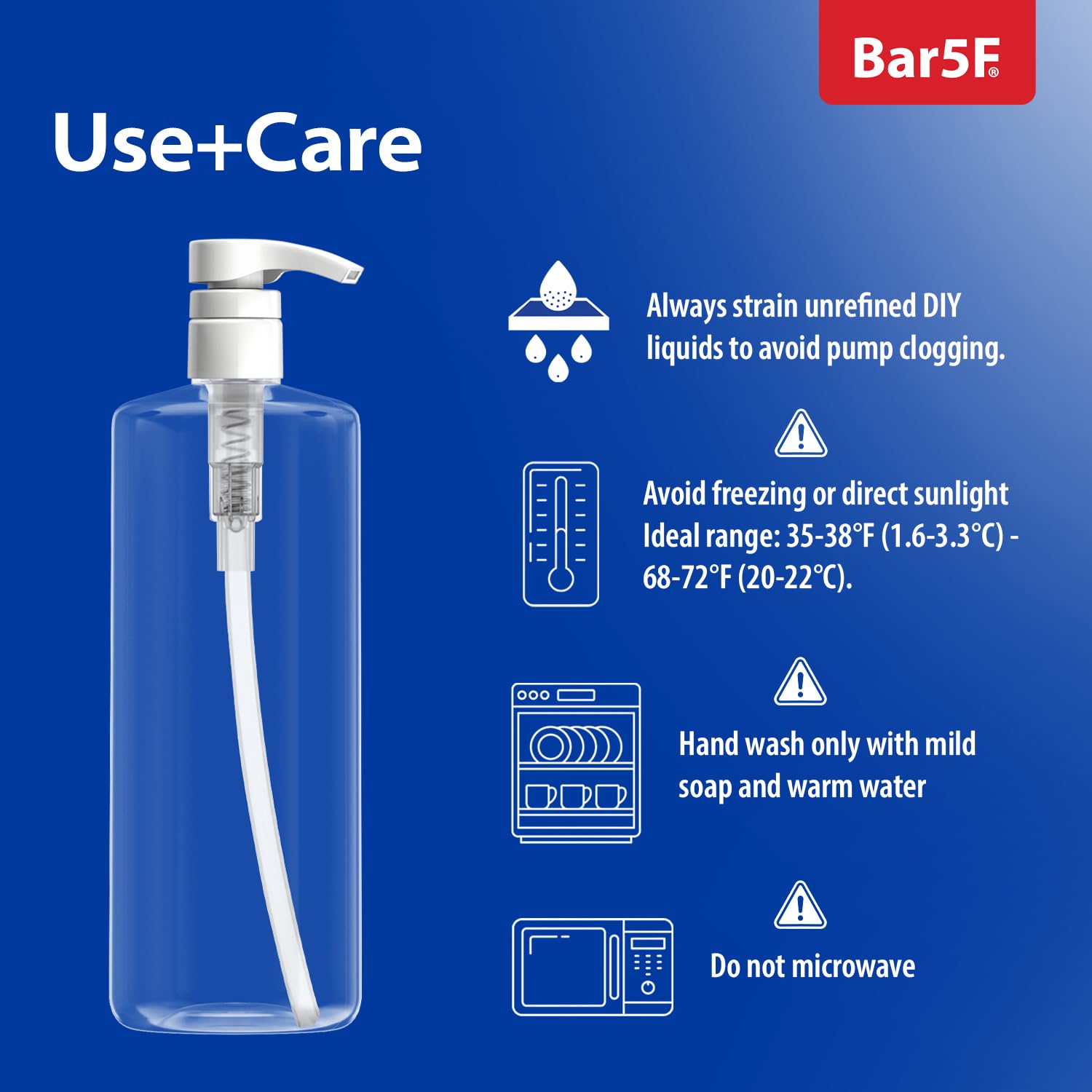 Bar5F Pump Bottle 32-Ounce 1-Liter Empty for Shampoo Conditioner Body Wash Lotion BPA-Free Crystal-Clear (Pack of 1)