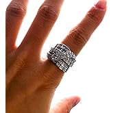 925 Sterling Silver Shiny Full Diamond Gemstone Ring 18K Gold Cocktail Cross Cubic Zirconia Promise Ring CZ Diamond Multi Row Rings Eternity Engagement Wedding Party Ring for Women Z.145 (US Code 9)