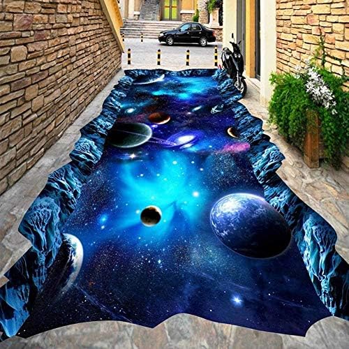Xiutailtd 数量限定 星空宇宙床壁画壁紙 3dモダンショッピングモール子供部屋3d床タイル壁紙pvc自己接着防水壁紙 450x315 Cm