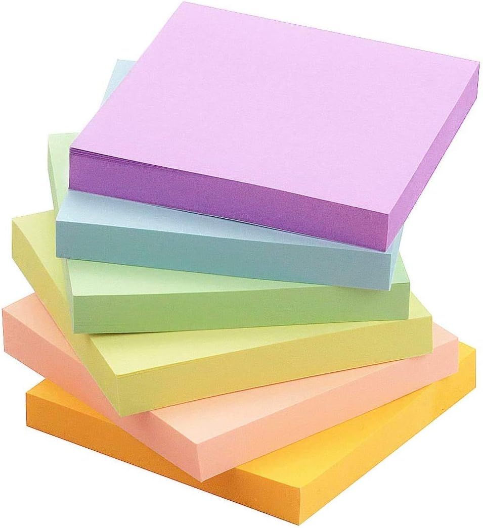 Early Buy 3x3 Sticky Notes 6 Pads Pastel Colors 100 Sheets Each 6 Pack