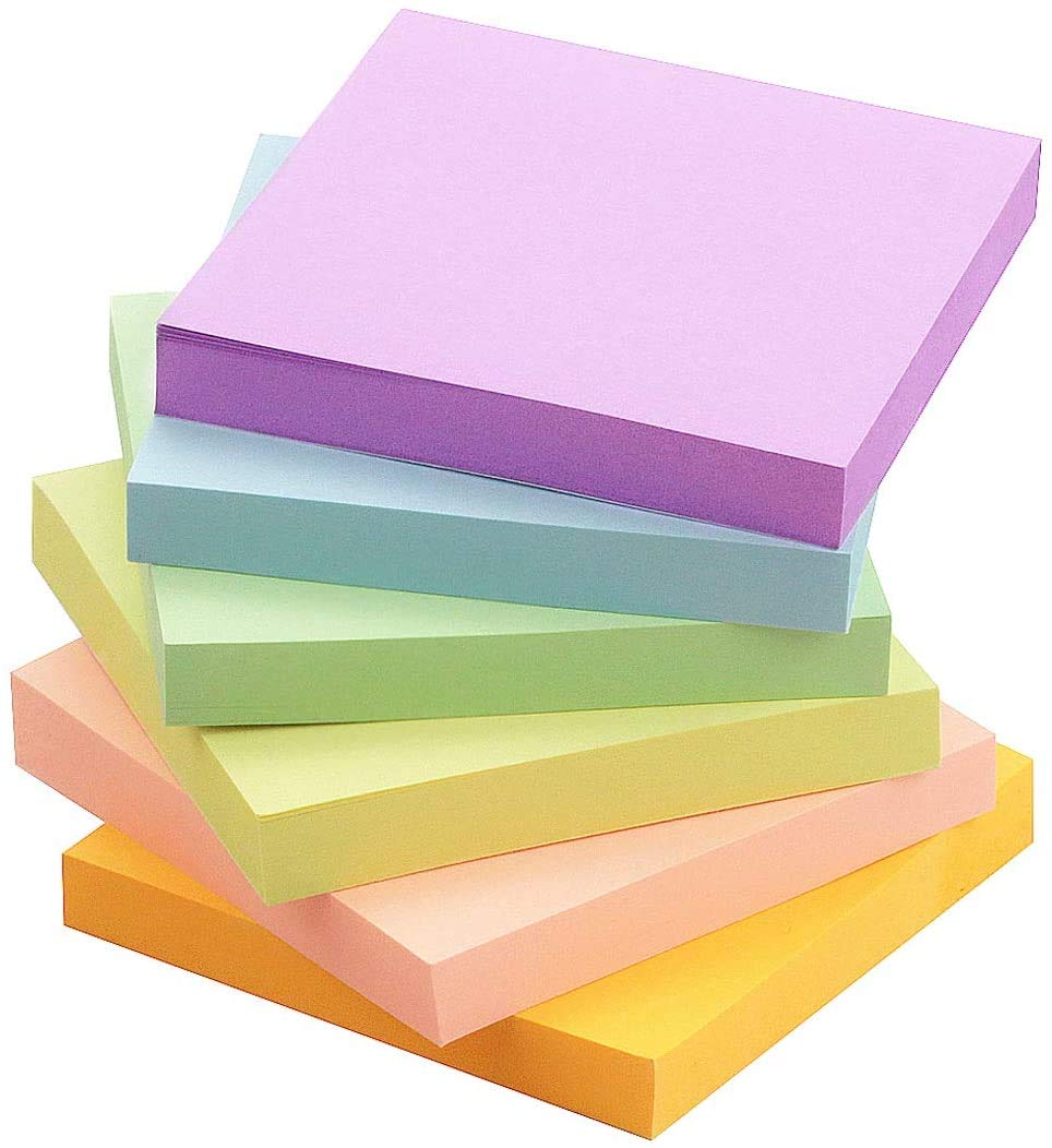 Early Buy 3x3 Sticky Notes with 6 Pastel Color Self-Stick Notes 6 Pads/Pack, 100 Sheets/pad
