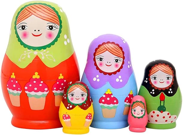 LPxdywlk 5 Piezas/Juego De Helado De Madera Matryoshka Ruso Chica Matryoshka Juguete Infantil Regalo De Cumpleaños: Amazon.es: Hogar