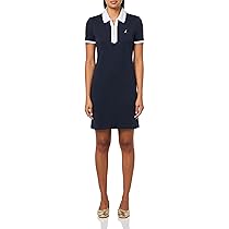 Nautica Women's Woven Collar Polo Short Sleeve Dress, Deep
