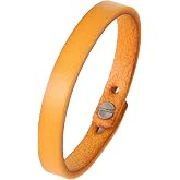HZMAN Handmade PU Leather Cuff Bracelet Adjustable Snap Button Minimalist Wristband for Men Women