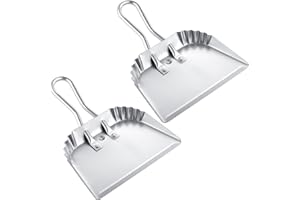 Mumufy 4 Pack 12 inch Heavy Duty Metal Dustpan Large Wide Dust Pans for Household Handheld Wide Scooper and Debris Cleaning Tool Ideal for Home and Commercial Use (Silver)