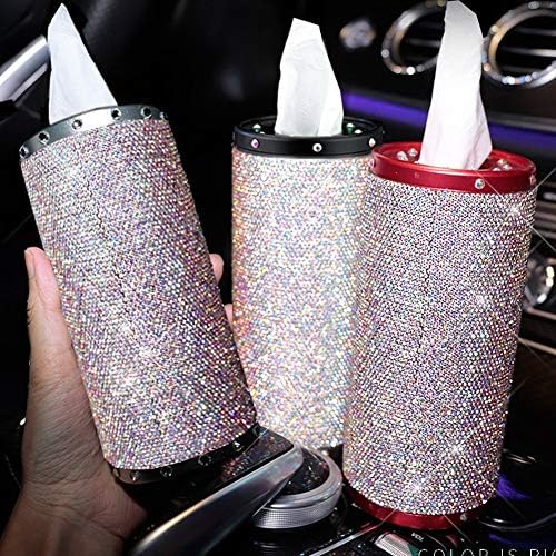 Sinchi Kuzo Bling Bling Black Car Tissue Box Cover Cup Holder for Home Car Office Decor Universal Type