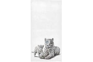 Pfrewn White Tigers Hand Towels 16x30 in Animals Bathroom Towel Ultra Soft Highly Absorbent Small Bath Towel Kitchen Dish Guest Towel Home Bathroom Decorations