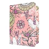 WALNEW Passport Holder Cover RFID Blocking Case Travelling Passport Cards Carrier Wallet Case (Pink Bird)