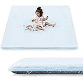 PaPaMat 1.5" Thick Baby Play Mat for Floor, 50x50 Playpen Mat, Pro Soft Flannel Foam Mats Toddler Infant Kids Crawling for Nursery Rug Playroom Living Room Waterproof Easy Care Non-Slip (Baby Blue)