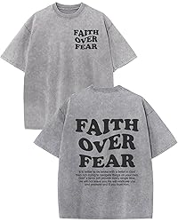 Kelxjia Christian Shirts for Men Faith Over Fear