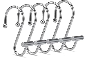 Silver Shower Curtain Hooks, Goowin Shower Curtain Hooks, T-Bar Rust Proof Metal Shower Curtain Rings, Decorative Anti-Drop S