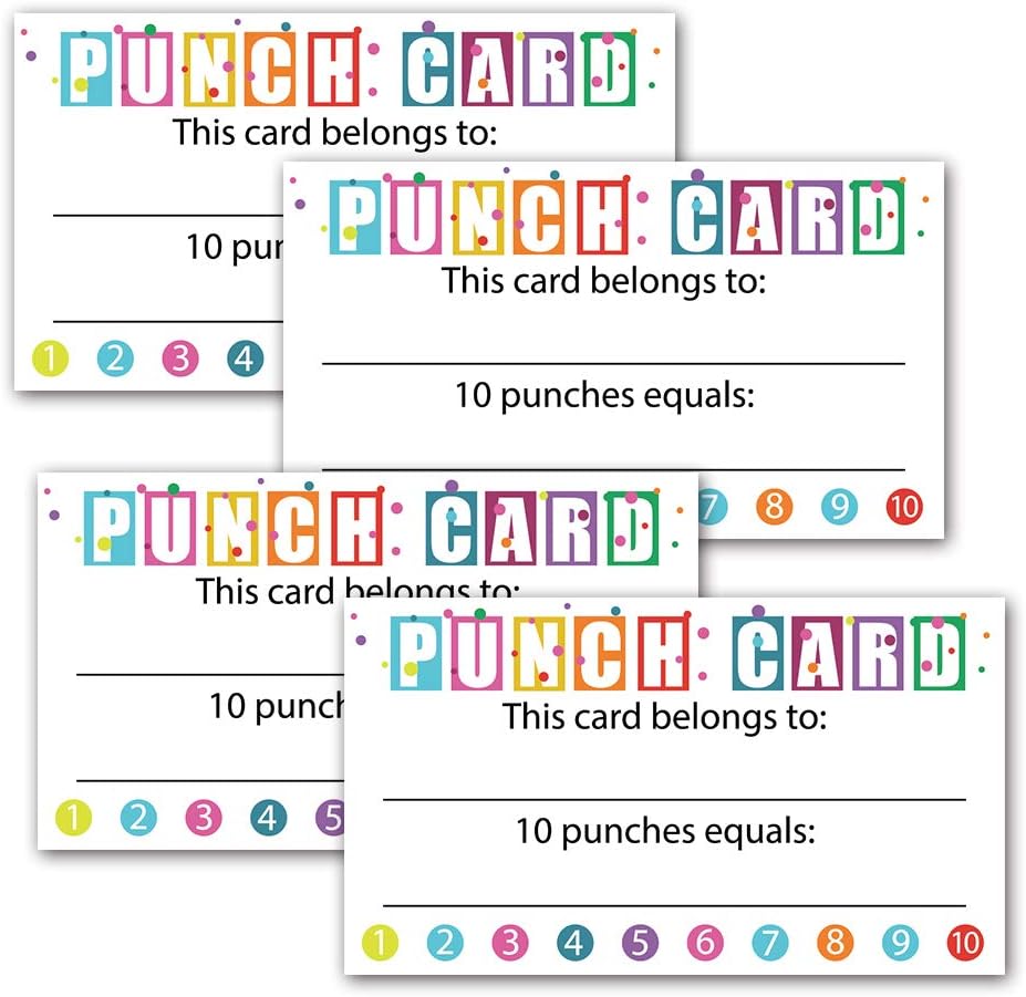 Punch Cards, Pack of 50, Student Awards Loyalty Cards, Incentive Loyalty Reward Card, for Classroom Business Kids Behavior Students Teachers, 3.5" x 2" : Office Products