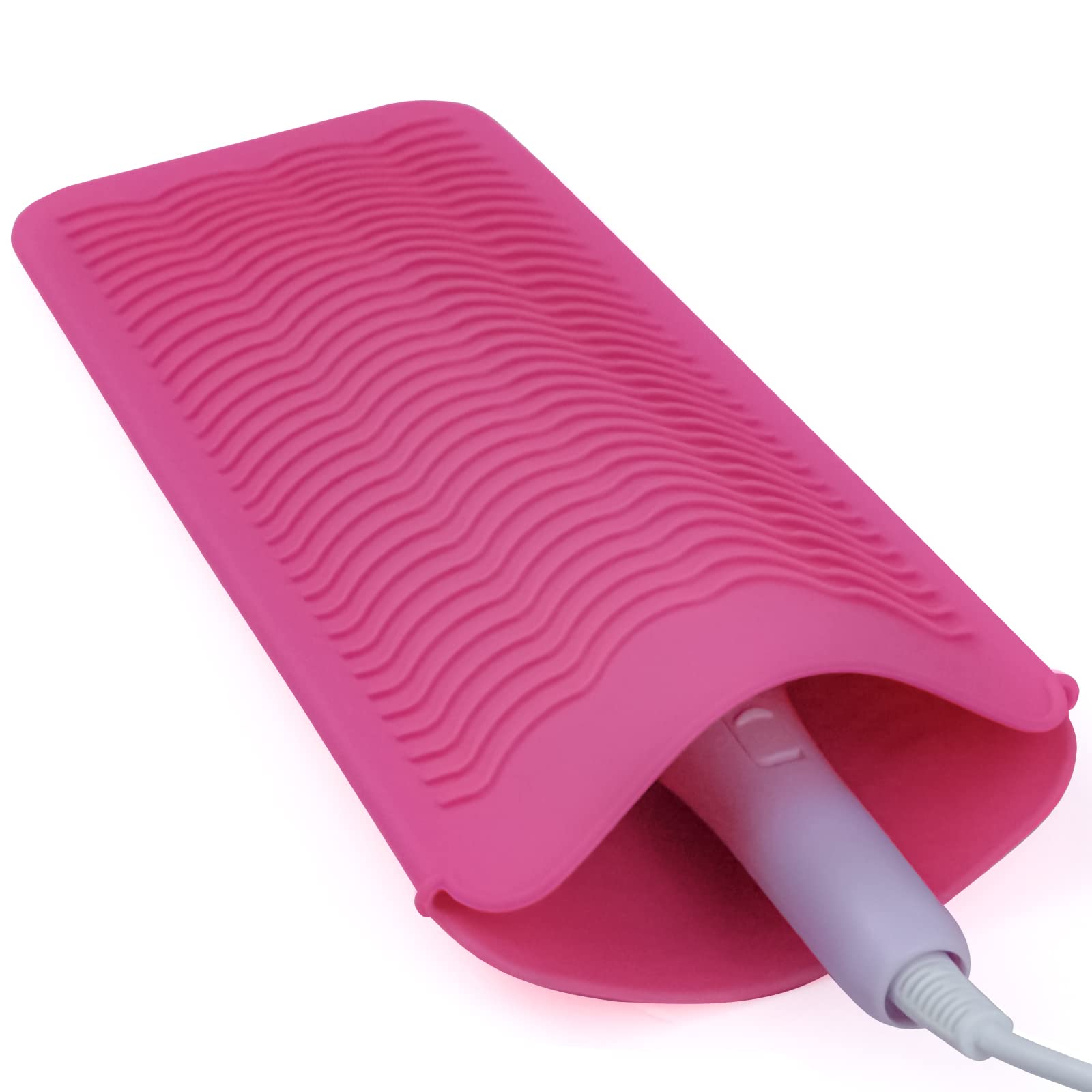 Photo 1 of 1Pack Silicone Heat Resistant Mat Pouch for Hair Straightener, Curling Iron, Flat Iron and Hot Hair Tools Pink