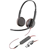 Poly Blackwire 3225 Wired Headset (Plantronics) - Noise-Canceling Mic &ndash; Stereo Design - Connect to PC/Mac/Mobile via USB-C, USB-A, or 3.5mm - Works w/Teams, Zoom - Amazon Exclusive