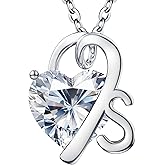 ForeverLove Heart Necklaces for Women, 4-2 Carats Heartshap Moissanite, Silver Pendant Jewelry, Anniversary Birthday Gifts for Wife, Girlfriend, Daughter, Mom