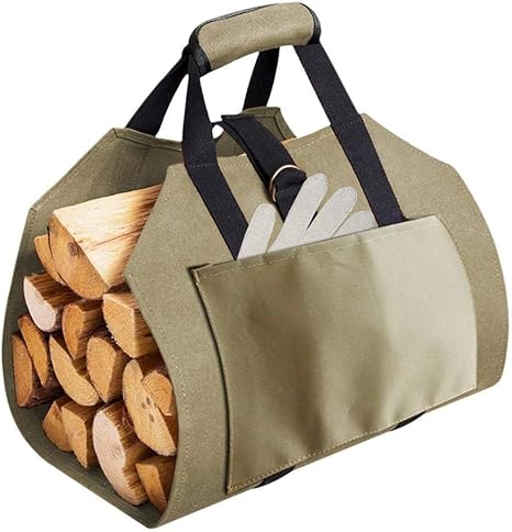 Bolsa de lona para registro, bolsa de almacenamiento de leña para
