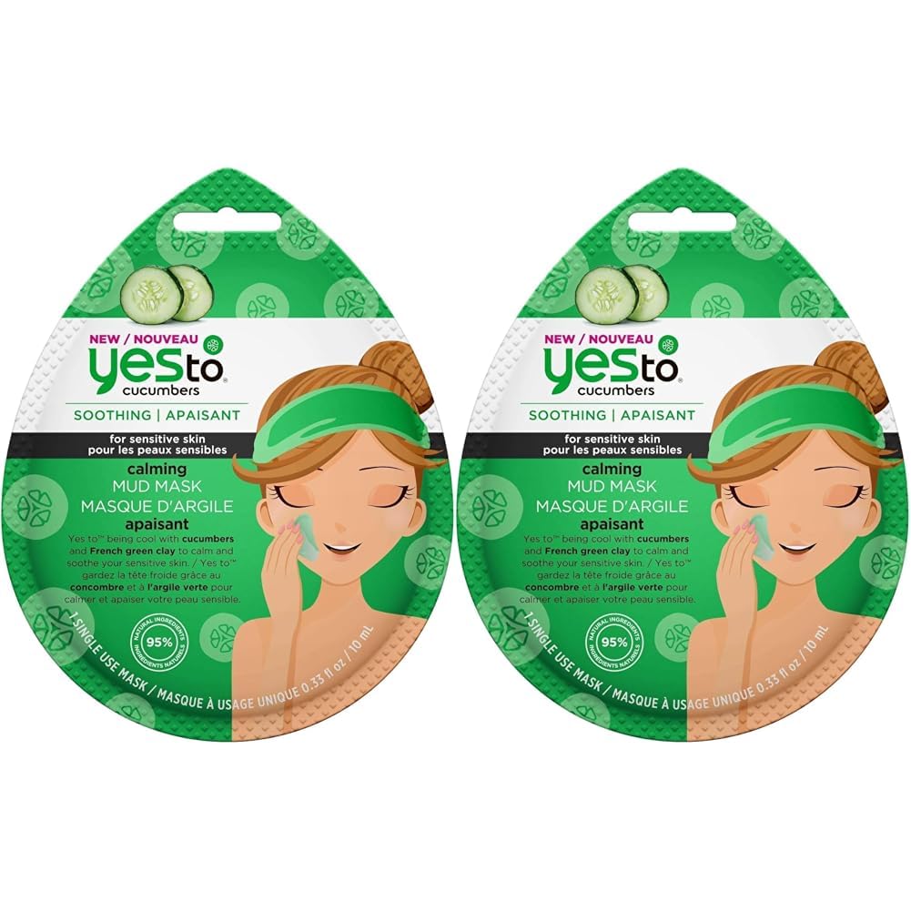 Yes To Cucumbers Mud Mask w/tray 6 x 10ml (Pack of 2)