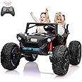 2 Seaters 24V Ride on UTV with Remote Control,10AH Battery, 400W Powerful Motors with 17" EVA Wheels, 20.5“ Seat Width Electric Ride Toy with Metal Suspension,LED Lights,Music,Horn (Black)