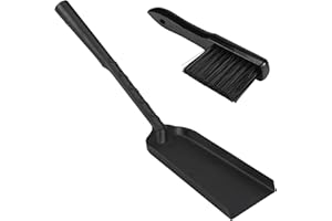 Aulock Heavy-Duty Metal Fireplace Ash Shovel and Brush Set, Upgraded Coal Shovel and Hearth Brush Set, Large Fireplace Fire Pit Tools for Wood Stove Hearth Cleaning