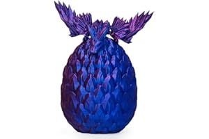 AUMEILLER 3D Printed Dragon,3D Printed Dragon with Wings,Crystal Dragon Surprise in Eggs, Easter Basket Essentials Gift for Kids(Purple)