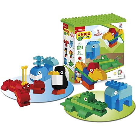 Unico Plus 8627 - 6 Tiere Konstruktions-Bausteine Set 56 TLG