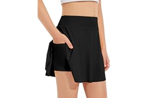 Hvididan Girls Tennis Skirts, Casual Cute Kids Girls Athletic Skorts with Pocket Liner, Workout Sports Running Shorts, 5-14Y