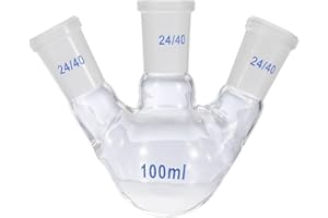 PATIKIL 100ml Boiling Flask, 3.3 Borosilicate Glass 3 Neck Round Bottom Flask Heavy Wall with 24/40 Standard Taper Outer Join