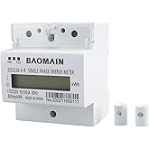 Baomain DDS238-4-R DIN Rail Single-Phase Three-Wire Kilowatt Hour kwh Meter 10A(100A),110V/220VAC,60Hz,LCD Display Energy Meter for AC Systems
