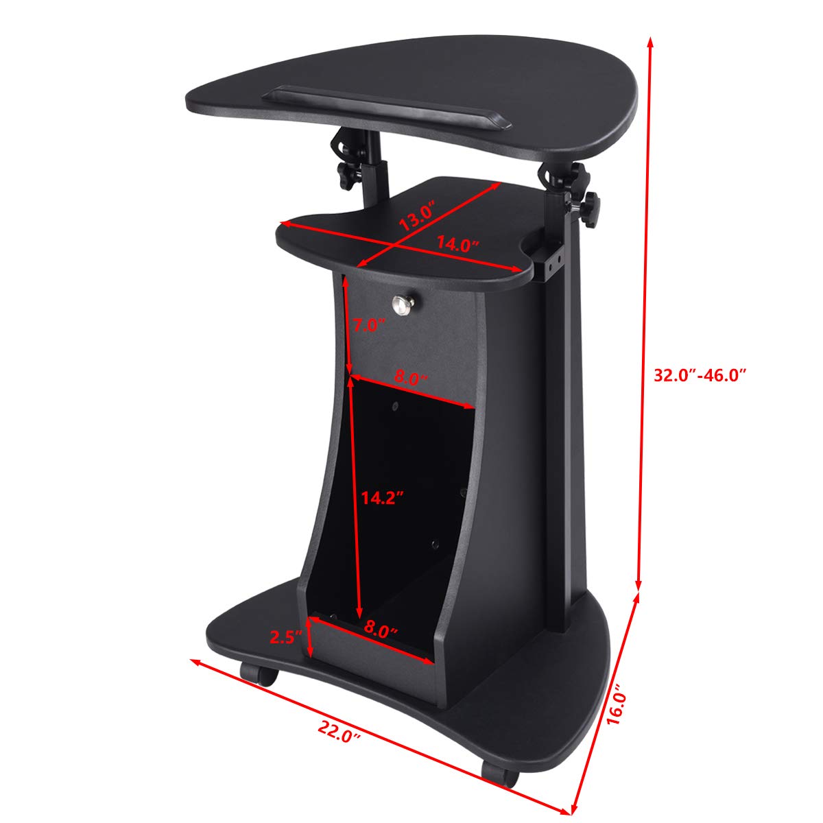 Tangkula Laptop Cart, Adjustable Height and Swivel Top Lectern Podium